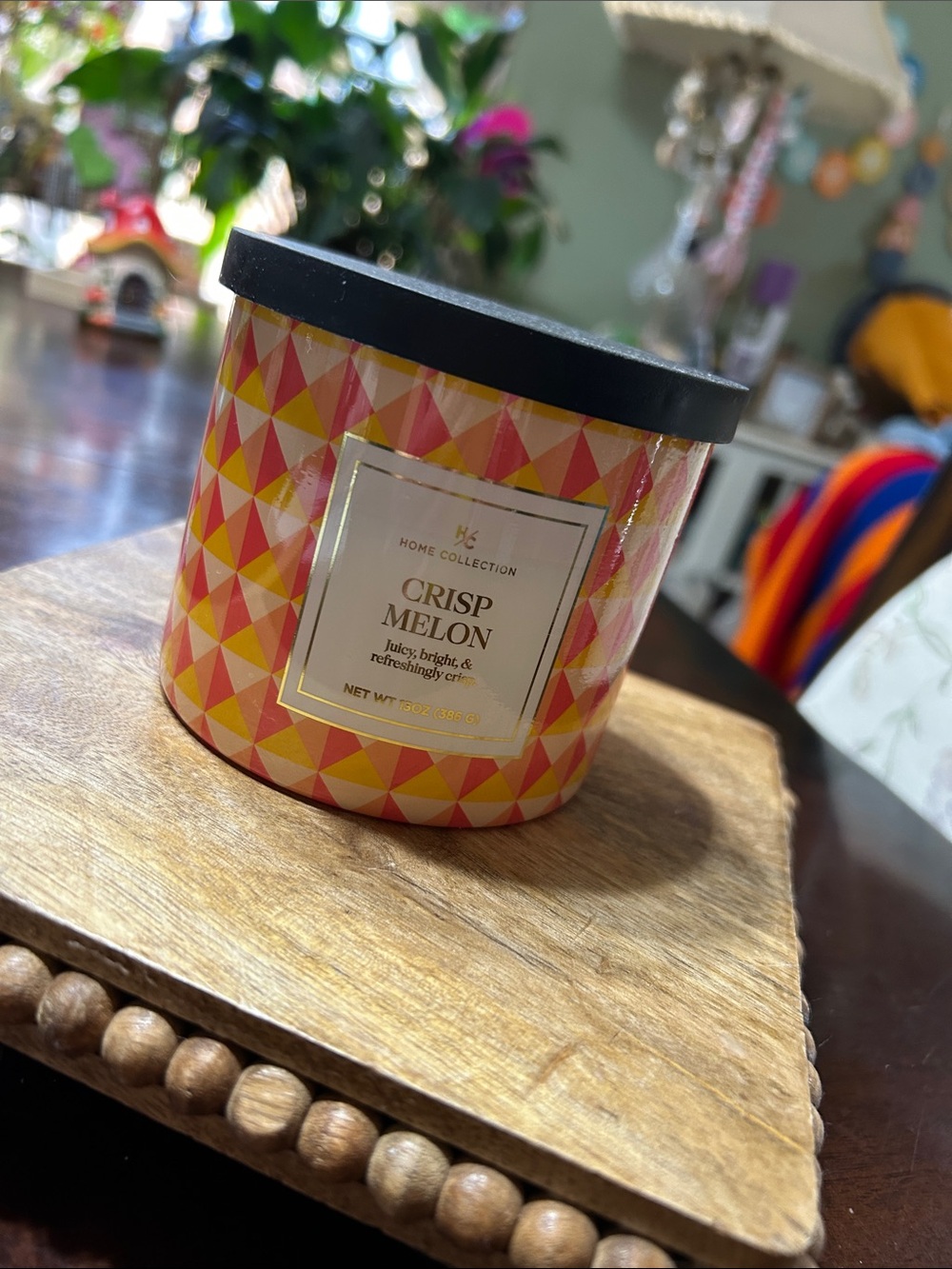 Home Collection “Crisp Melon” 3 Wick Candle 13 Oz New